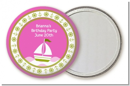 Sailboat Pink - Personalized Birthday Party Pocket Mirror Favors