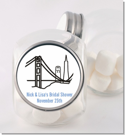 San Francisco Skyline - Personalized Bridal Shower Candy Jar