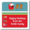 Santa And His Reindeer - Square Personalized Christmas Sticker Labels thumbnail