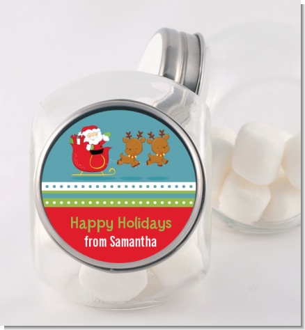 Santa And His Reindeer - Personalized Christmas Candy Jar