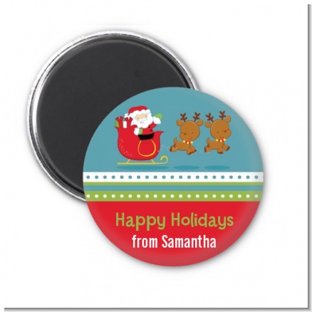 Santa And His Reindeer - Personalized Christmas Magnet Favors