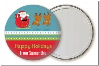 Santa And His Reindeer - Personalized Christmas Pocket Mirror Favors