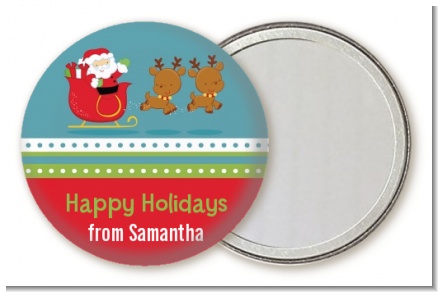 Santa And His Reindeer - Personalized Christmas Pocket Mirror Favors