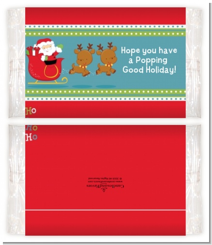 Santa And His Reindeer - Personalized Popcorn Wrapper Christmas Favors