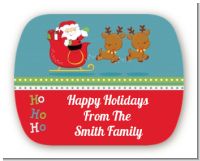 Santa And His Reindeer - Personalized Christmas Rounded Corner Stickers