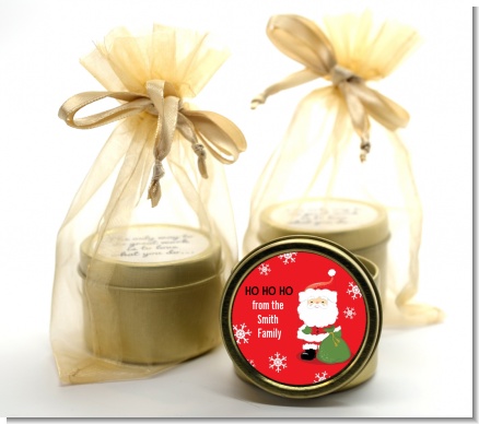 Santa Claus - Christmas Gold Tin Candle Favors