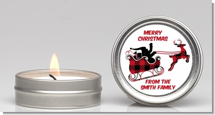 Santa Sleigh Red Plaid - Christmas Candle Favors