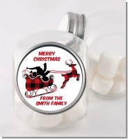 Santa Sleigh Red Plaid - Personalized Christmas Candy Jar