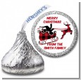 Santa Sleigh Red Plaid - Hershey Kiss Christmas Sticker Labels thumbnail