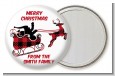 Santa Sleigh Red Plaid - Personalized Christmas Pocket Mirror Favors thumbnail