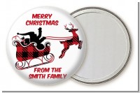 Santa Sleigh Red Plaid - Personalized Christmas Pocket Mirror Favors