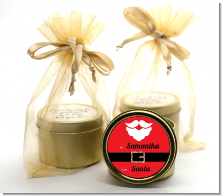 Santa's Belt - Christmas Gold Tin Candle Favors