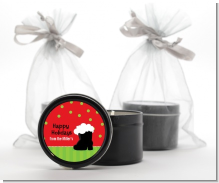 Santa's Boot - Christmas Black Candle Tin Favors