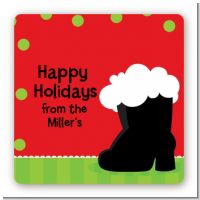 Santa's Boot - Square Personalized Christmas Sticker Labels