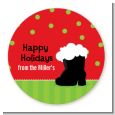 Santa's Boot - Round Personalized Christmas Sticker Labels thumbnail
