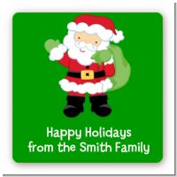 Santa's Green Bag - Square Personalized Christmas Sticker Labels