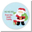 Santa's Green Bag - Round Personalized Christmas Sticker Labels thumbnail