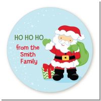 Santa's Green Bag - Round Personalized Christmas Sticker Labels