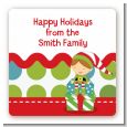Santa's Little Elf - Square Personalized Christmas Sticker Labels thumbnail
