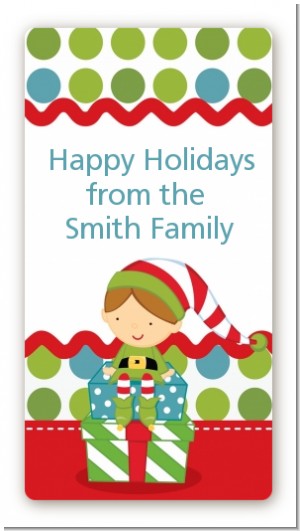 Santa's Little Elf - Custom Rectangle Christmas Sticker/Labels