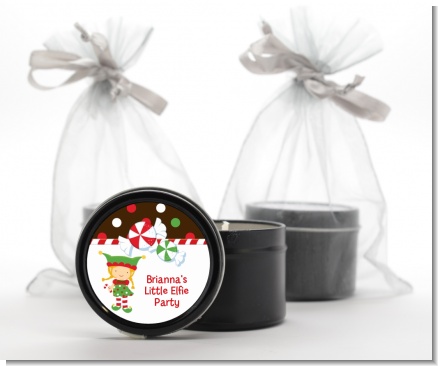 Santa's Little Elfie - Christmas Black Candle Tin Favors