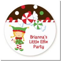 Santa's Little Elfie - Round Personalized Christmas Sticker Labels