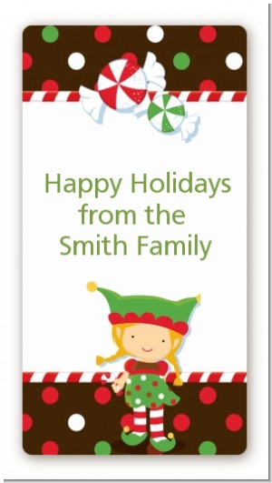 Santa's Little Elfie - Custom Rectangle Christmas Sticker/Labels