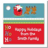 Santa And His Reindeer - Personalized Christmas Card Stock Favor Tags