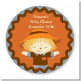 Scarecrow Fall Theme - Round Personalized Baby Shower Sticker Labels