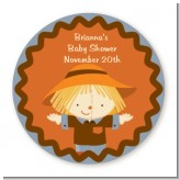 Scarecrow Fall Theme - Round Personalized Baby Shower Sticker Labels