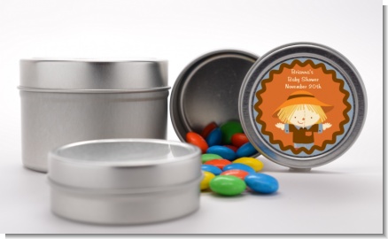 Scarecrow Fall Theme - Custom Baby Shower Favor Tins