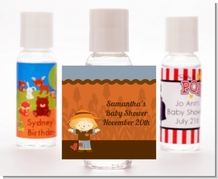Scarecrow Fall Theme - Personalized Baby Shower Hand Sanitizers Favors