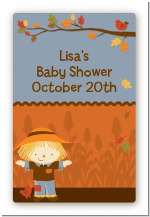 Scarecrow Fall Theme - Custom Large Rectangle Baby Shower Sticker/Labels