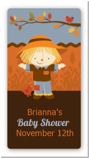 Scarecrow Fall Theme - Custom Rectangle Baby Shower Sticker/Labels