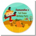 Scarecrow - Round Personalized Birthday Party Sticker Labels thumbnail