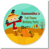 Scarecrow - Round Personalized Birthday Party Sticker Labels