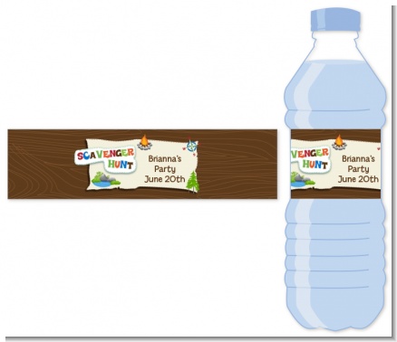 Scavenger Hunt - Personalized Birthday Party Water Bottle Labels