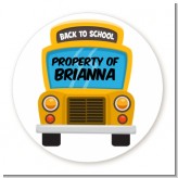 School Bus - Round Personalized School Sticker Labels