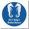 Sea Horses - Round Personalized Bridal Shower Sticker Labels thumbnail