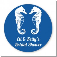 Sea Horses - Round Personalized Bridal Shower Sticker Labels