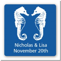 Sea Horses - Square Personalized Bridal Shower Sticker Labels