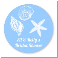 Sea Shells - Round Personalized Bridal Shower Sticker Labels