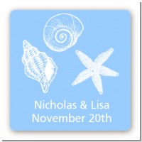 Sea Shells - Square Personalized Bridal Shower Sticker Labels