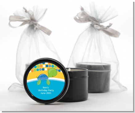 Sea Turtle Boy - Baby Shower Black Candle Tin Favors