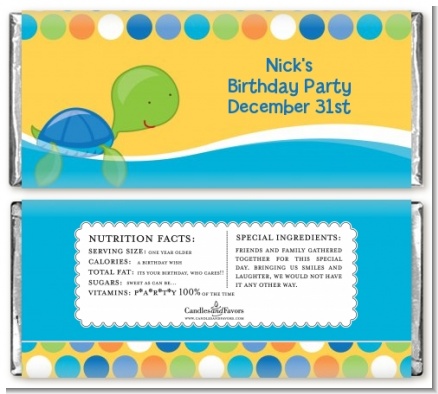 Sea Turtle Boy - Personalized Birthday Party Candy Bar Wrappers