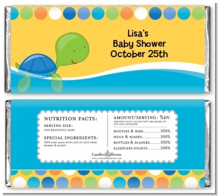 Sea Turtle Boy - Personalized Baby Shower Candy Bar Wrappers