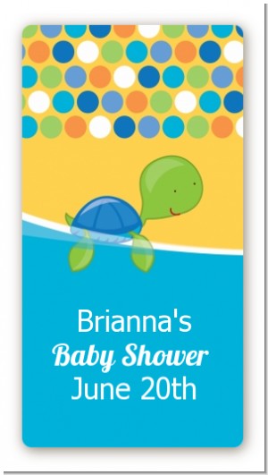 Sea Turtle Boy - Custom Rectangle Baby Shower Sticker/Labels