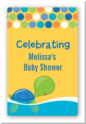 Sea Turtle Boy - Custom Large Rectangle Baby Shower Sticker/Labels