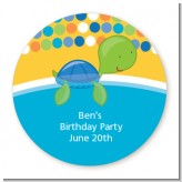 Sea Turtle Boy - Round Personalized Birthday Party Sticker Labels