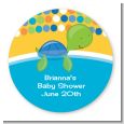 Sea Turtle Boy - Round Personalized Baby Shower Sticker Labels thumbnail